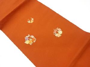 塩瀬金駒刺繍草花に蝶模様名古屋帯